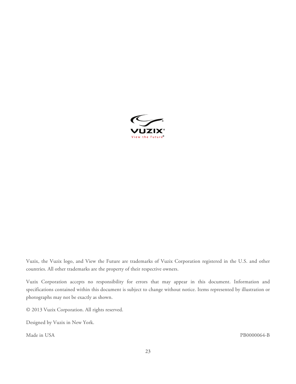 Vuzix VR Manager 4.x User Manual | Page 23 / 23