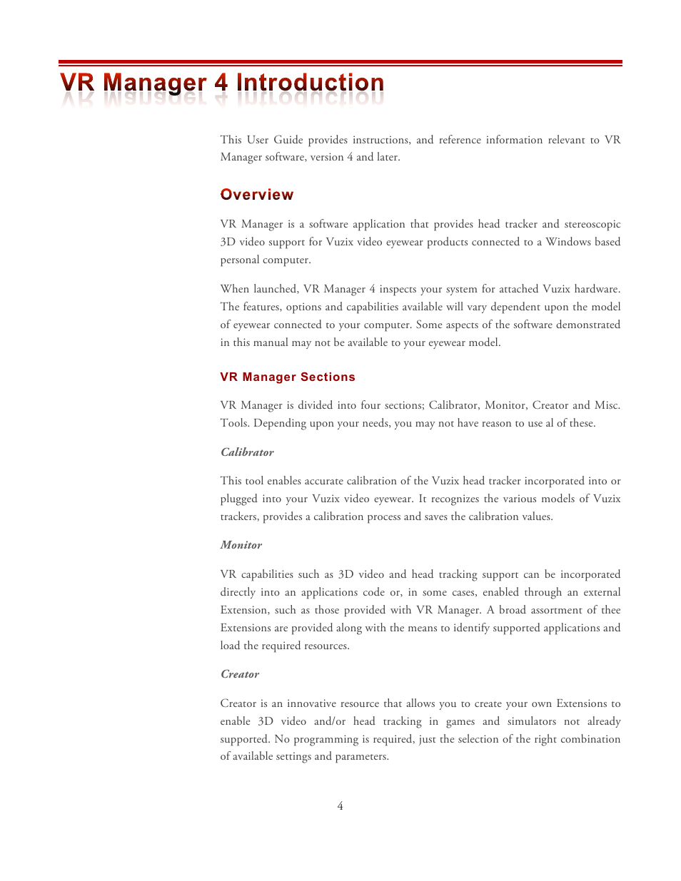 Vuzix VR Manager 4.x User Manual | Page 4 / 23