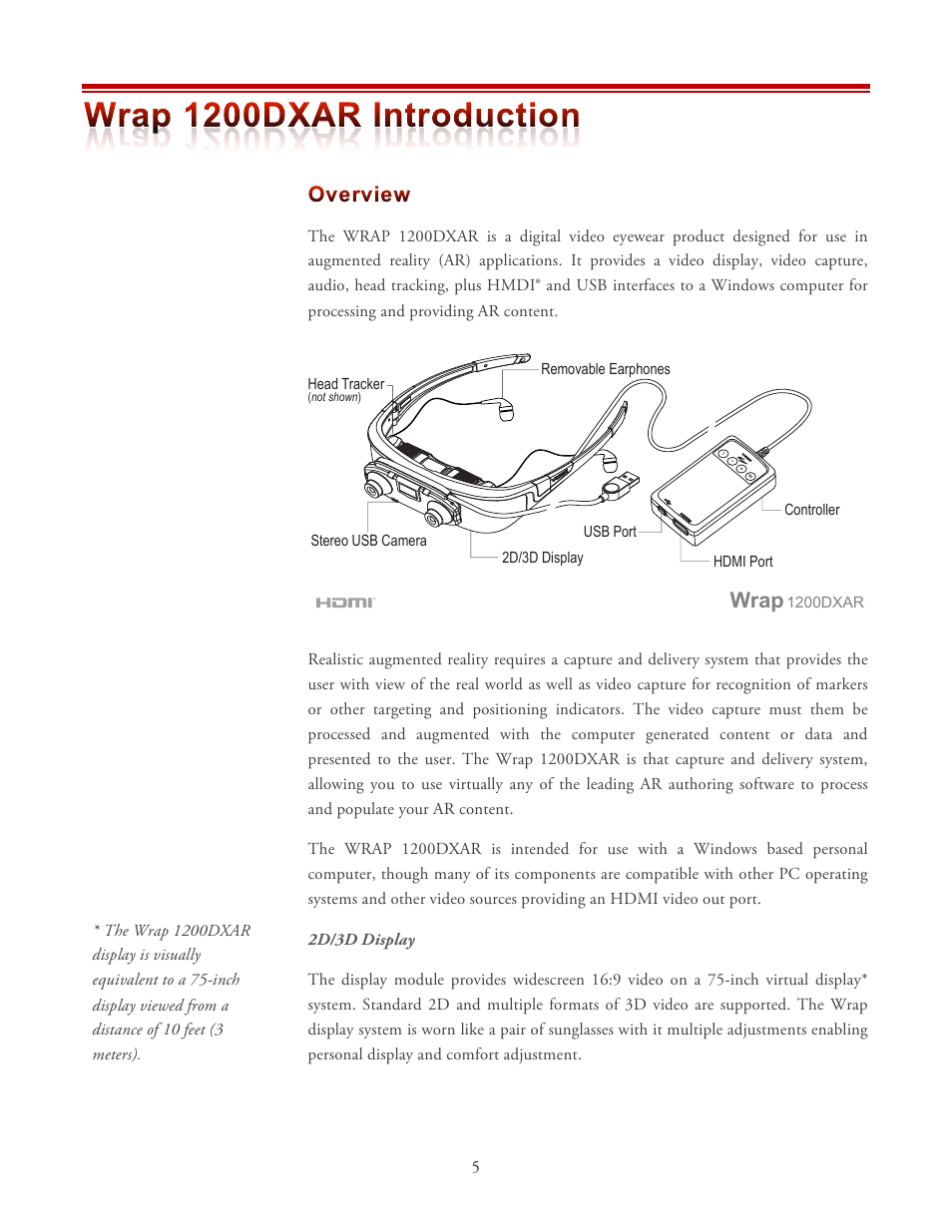 Wrap | Vuzix Wrap 1200DXAR User Manual | Page 5 / 27