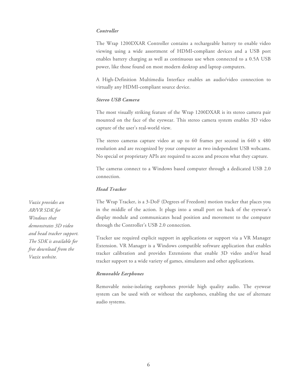 Vuzix Wrap 1200DXAR User Manual | Page 6 / 27