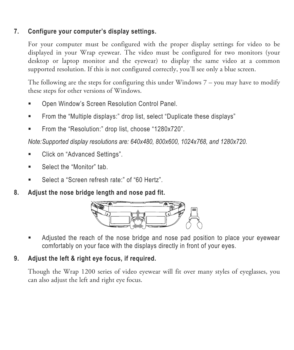 Vuzix Wrap 1200VR User Guide User Manual | Page 12 / 39