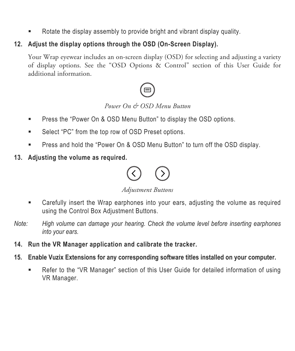 Vuzix Wrap 1200VR User Guide User Manual | Page 14 / 39