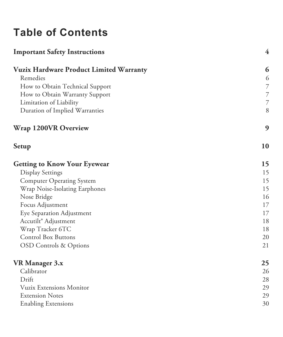 Vuzix Wrap 1200VR User Guide User Manual | Page 2 / 39