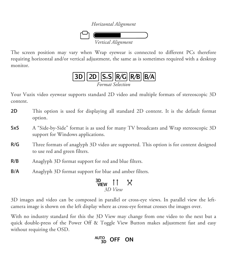 3d 2d s, S r/g r/b b/a | Vuzix Wrap 1200VR User Guide User Manual | Page 23 / 39
