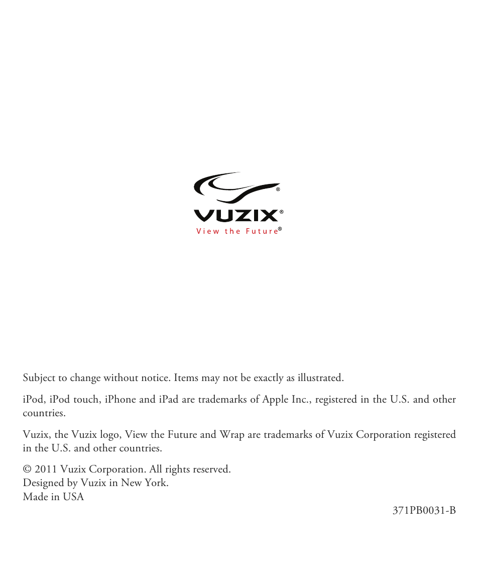 Vuzix Wrap 1200VR User Guide User Manual | Page 39 / 39