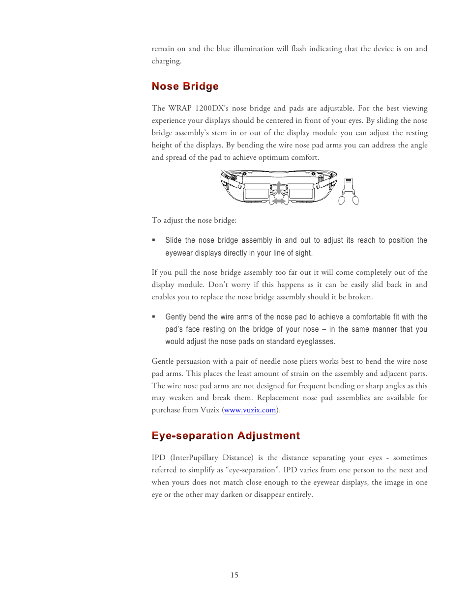 Vuzix Wrap 1200DX User Manual | Page 15 / 27