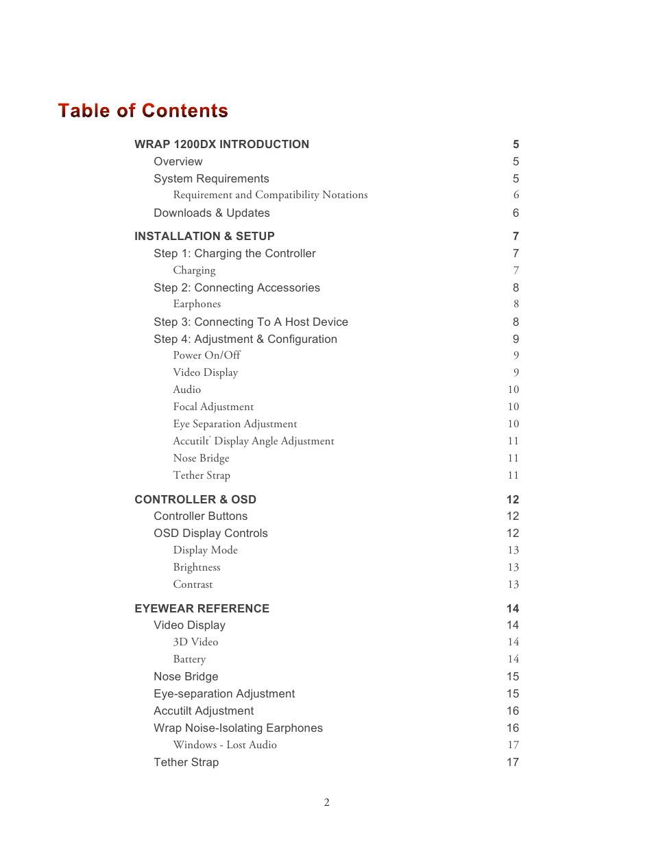 Vuzix Wrap 1200DX User Manual | Page 2 / 27