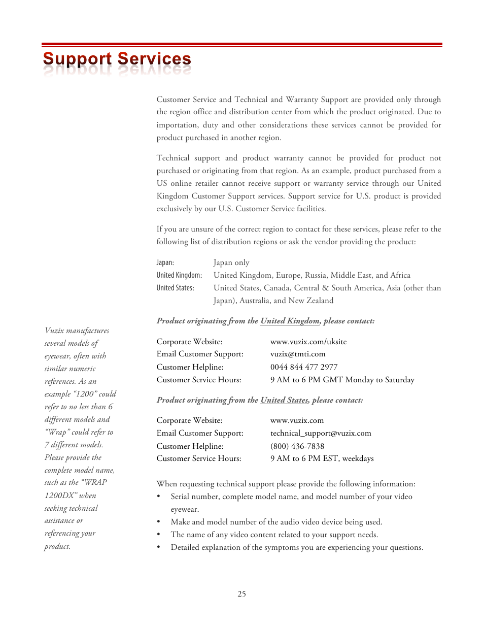 Vuzix Wrap 1200DX User Manual | Page 25 / 27