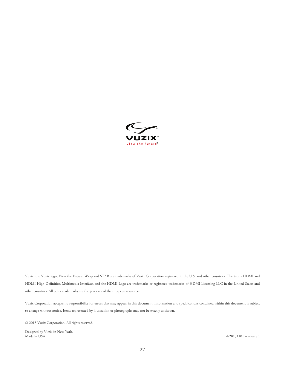 Vuzix Wrap 1200DX User Manual | Page 27 / 27
