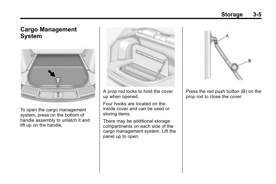 Cargo management system, Cargo management, System -5 | Glove | Cadillac 2010 SRX Crossover User Manual | Page 101 / 470