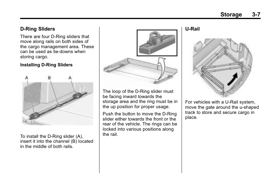 Storage 3-7 | Cadillac 2010 SRX Crossover User Manual | Page 103 / 470