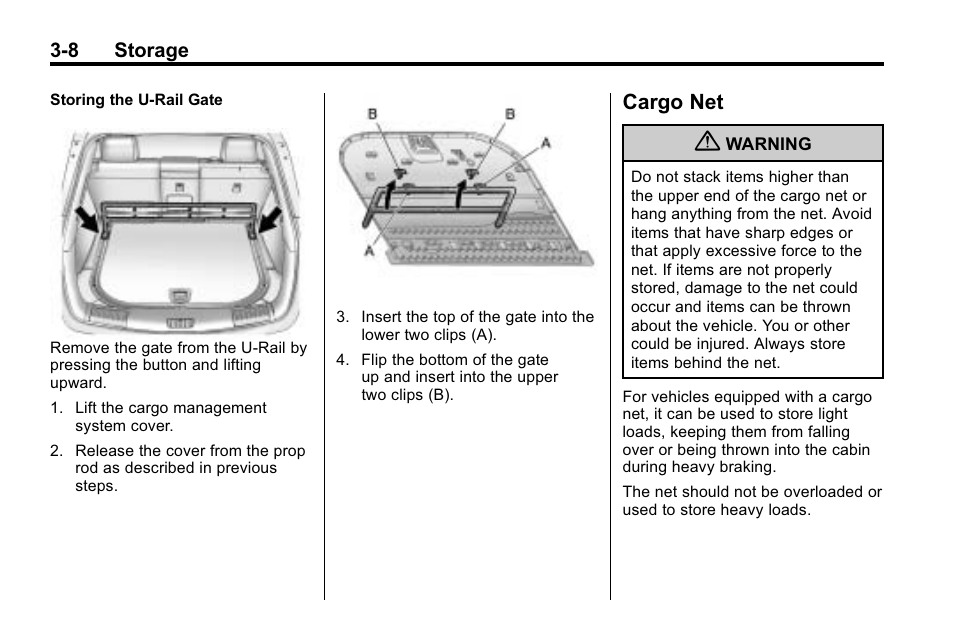 Cargo net, Cargo net -8, Across | Cadillac 2010 SRX Crossover User Manual | Page 104 / 470