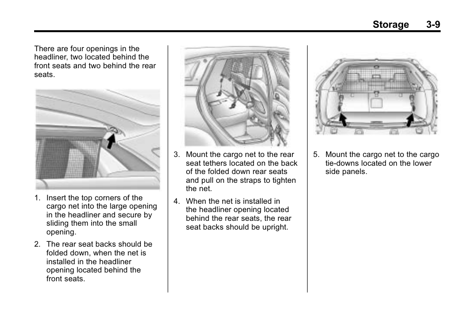 Storage 3-9 | Cadillac 2010 SRX Crossover User Manual | Page 105 / 470