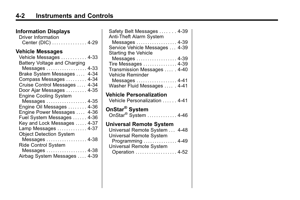 2 instruments and controls | Cadillac 2010 SRX Crossover User Manual | Page 110 / 470