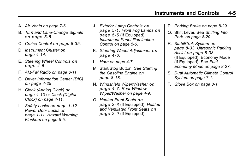 Instruments and controls 4-5 | Cadillac 2010 SRX Crossover User Manual | Page 113 / 470