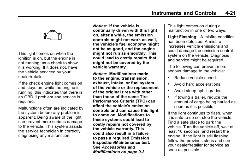 Instruments and controls 4-21 | Cadillac 2010 SRX Crossover User Manual | Page 129 / 470
