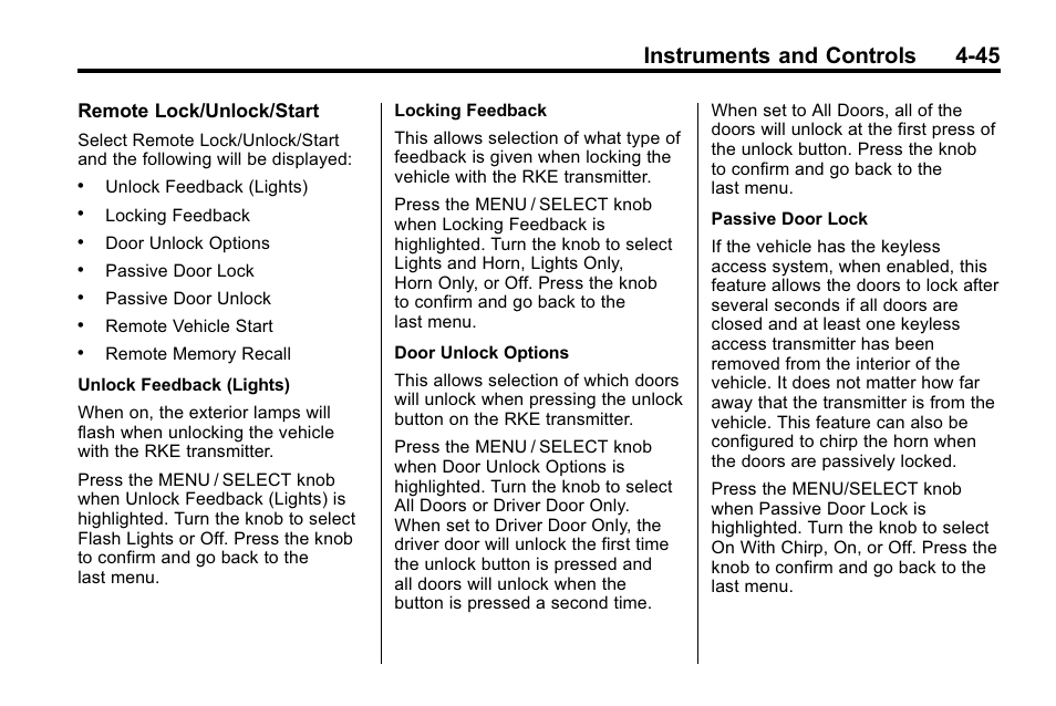 Instruments and controls 4-45 | Cadillac 2010 SRX Crossover User Manual | Page 153 / 470