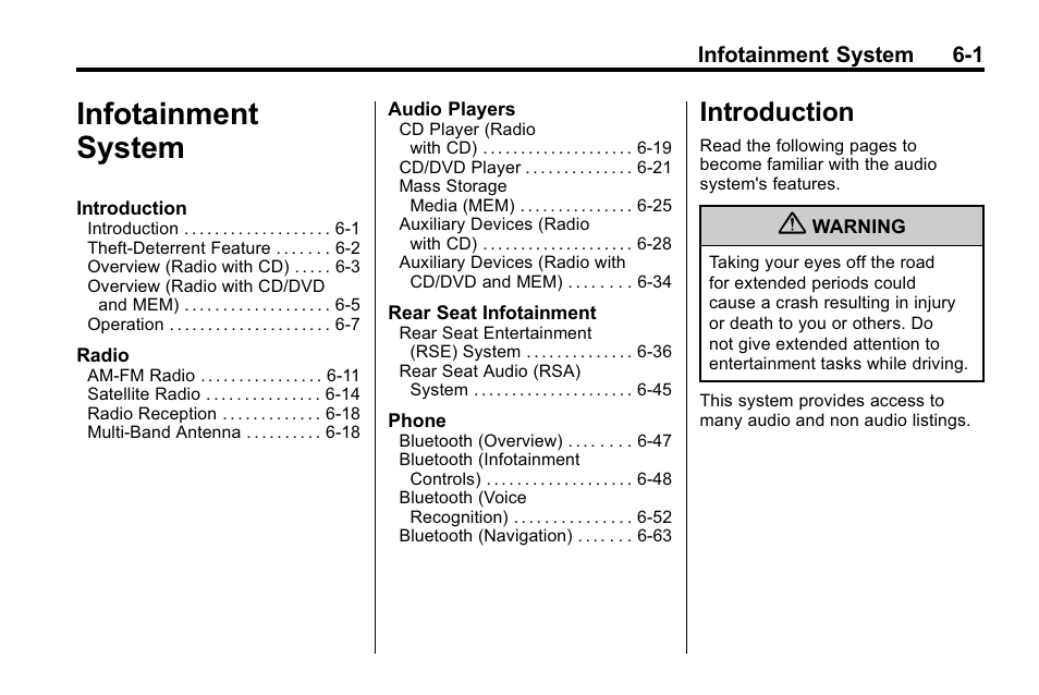 Infotainment system, Introduction, Infotainment system -1 | Introduction -1 | Cadillac 2010 SRX Crossover User Manual | Page 167 / 470