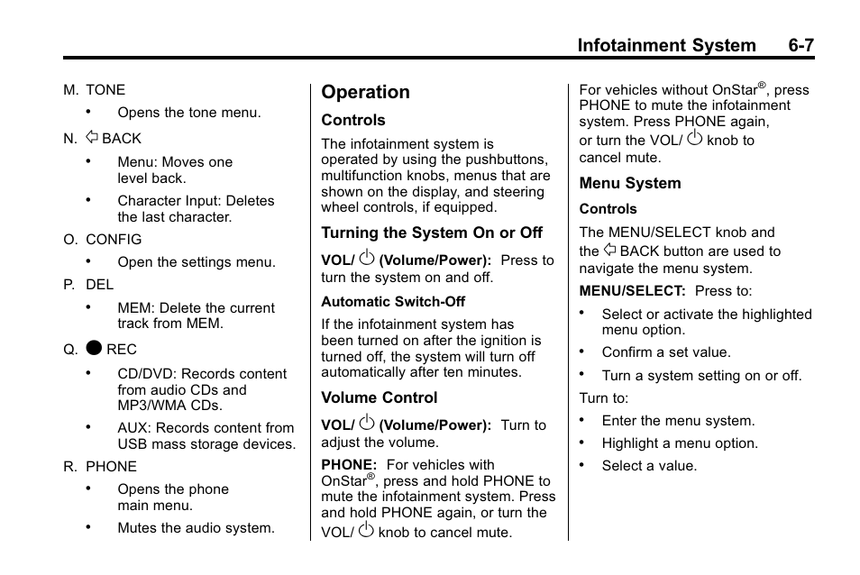 Operation, Operation -7, Rear seat | Infotainment system 6-7 | Cadillac 2010 SRX Crossover User Manual | Page 173 / 470