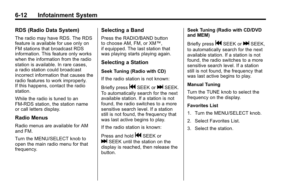 12 infotainment system | Cadillac 2010 SRX Crossover User Manual | Page 178 / 470