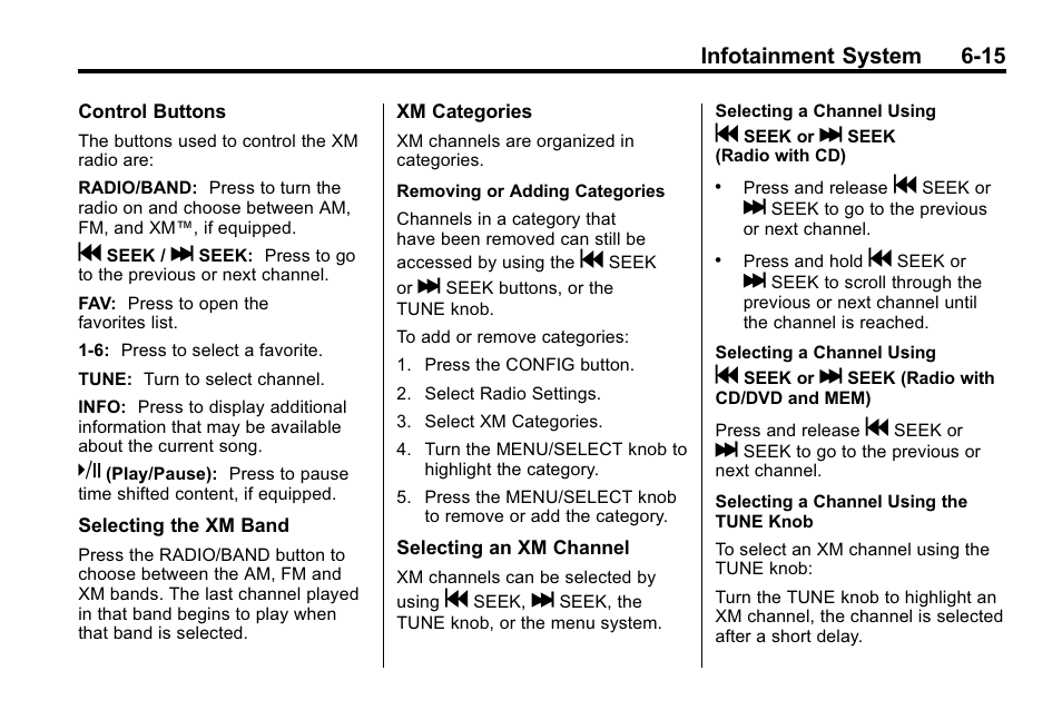 Infotainment system 6-15 | Cadillac 2010 SRX Crossover User Manual | Page 181 / 470