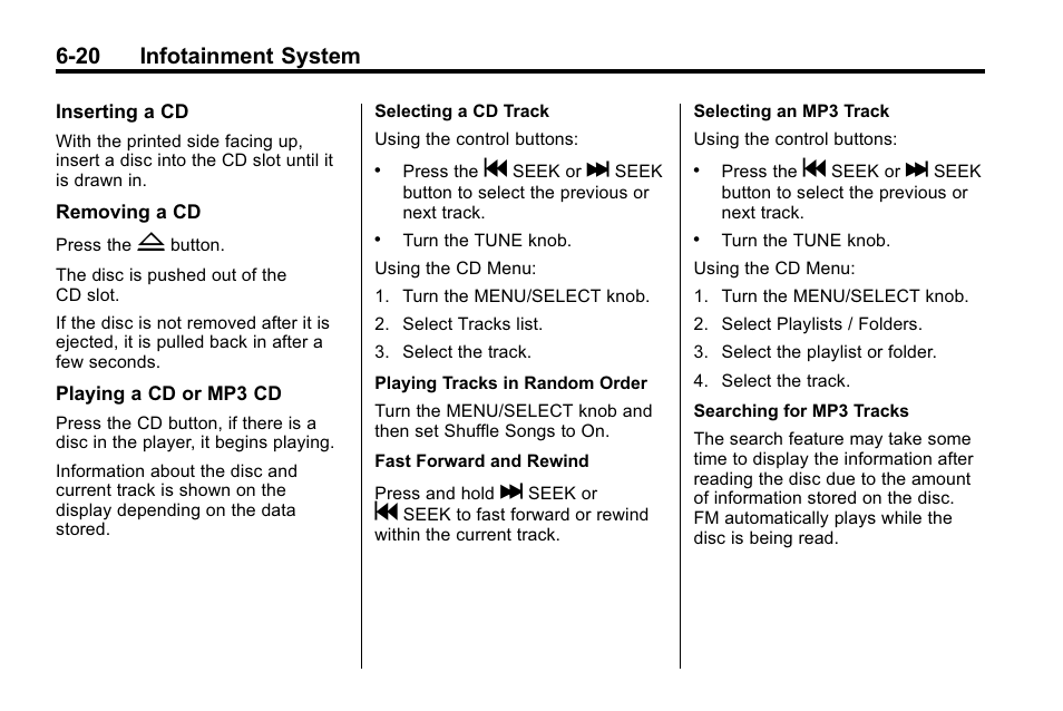 20 infotainment system | Cadillac 2010 SRX Crossover User Manual | Page 186 / 470