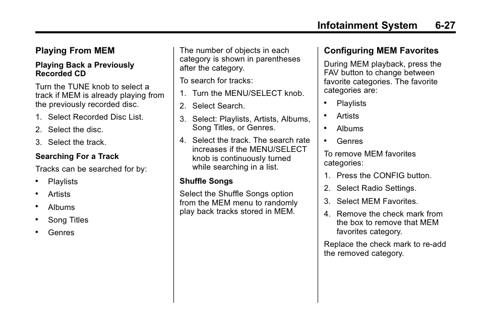 Infotainment system 6-27 | Cadillac 2010 SRX Crossover User Manual | Page 193 / 470