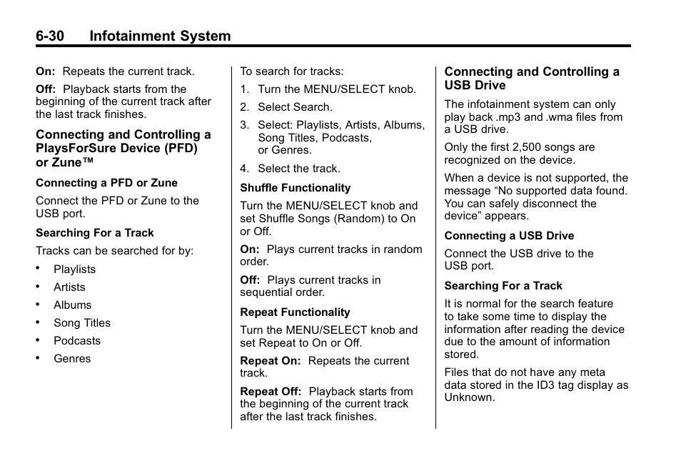 30 infotainment system | Cadillac 2010 SRX Crossover User Manual | Page 196 / 470