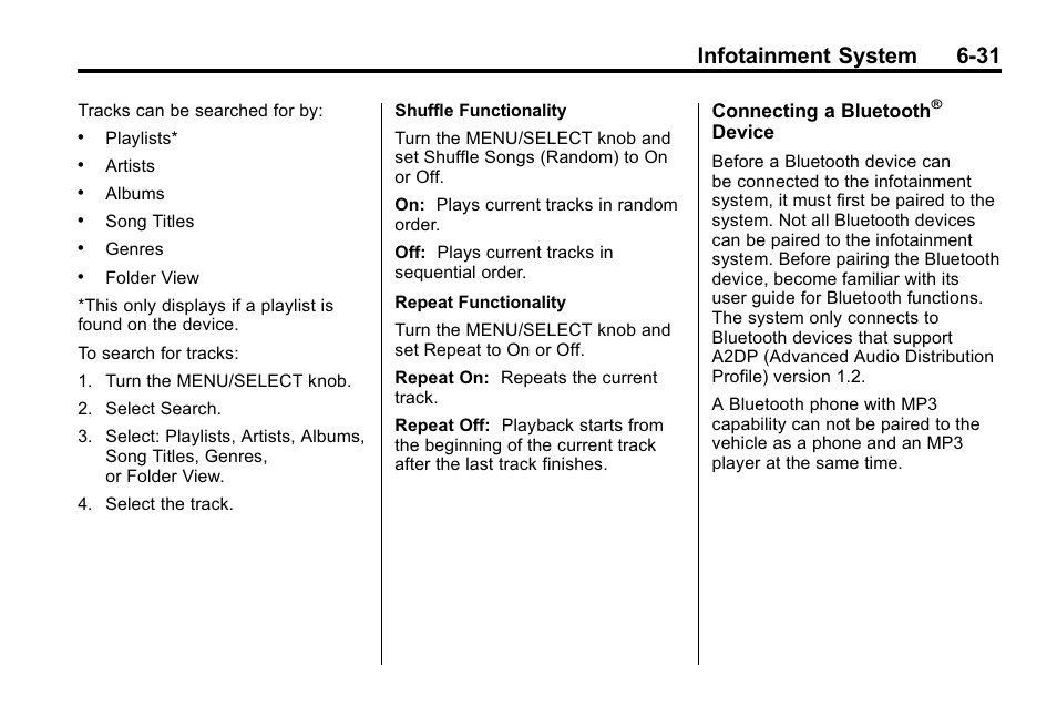 Infotainment system 6-31 | Cadillac 2010 SRX Crossover User Manual | Page 197 / 470