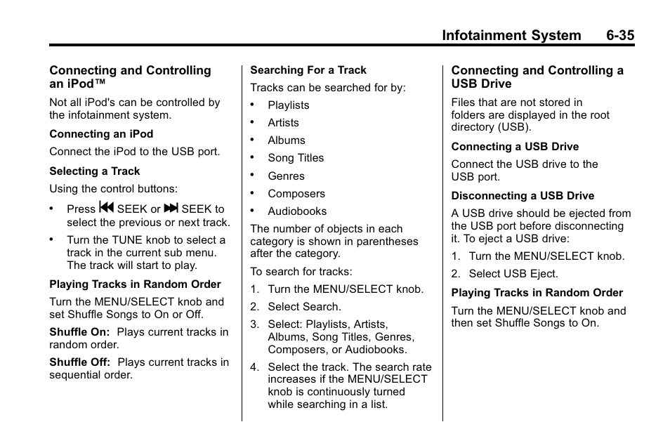 Infotainment system 6-35 | Cadillac 2010 SRX Crossover User Manual | Page 201 / 470