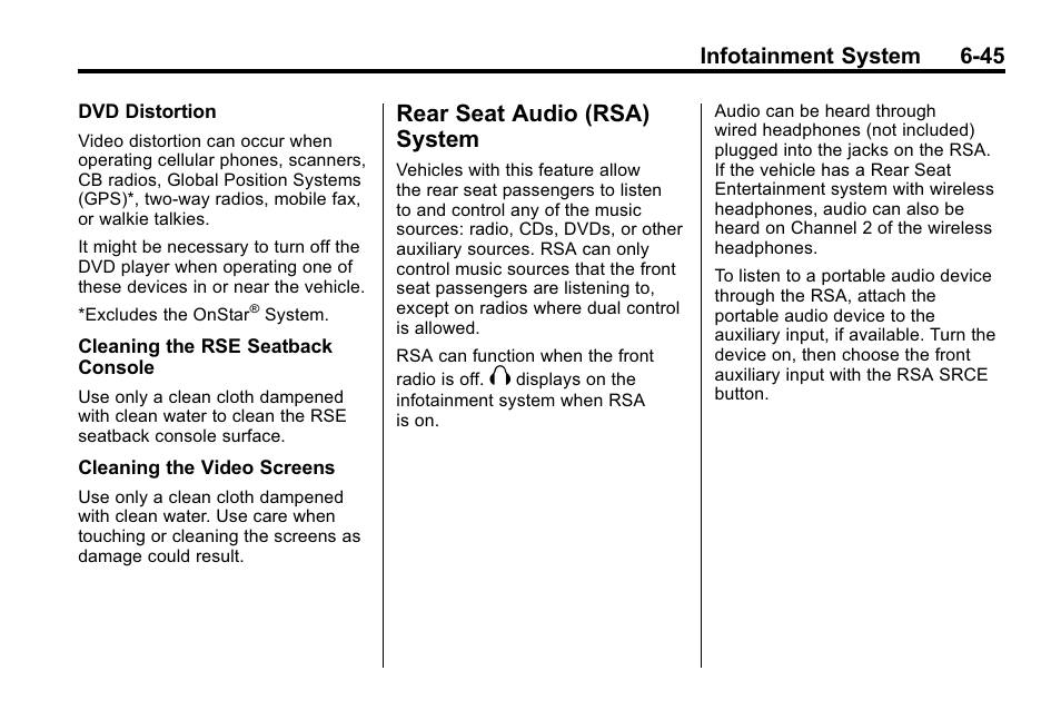 Rear seat audio (rsa) system, Rsa), Infotainment system 6-45 | Cadillac 2010 SRX Crossover User Manual | Page 211 / 470