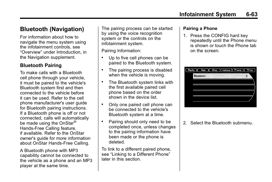 Bluetooth (navigation), Bluetooth (navigation) -63, Infotainment system 6-63 | Cadillac 2010 SRX Crossover User Manual | Page 229 / 470