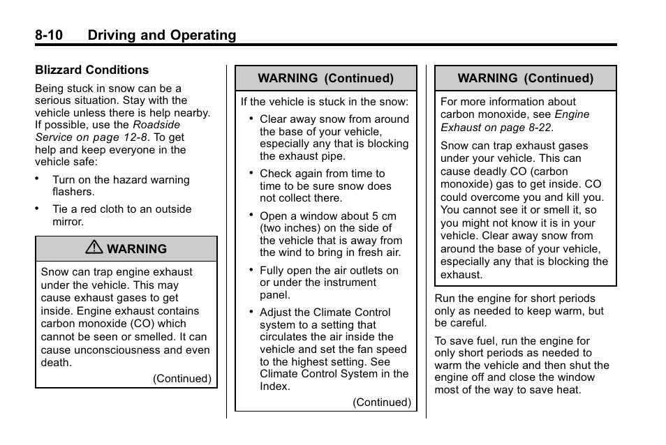 10 driving and operating | Cadillac 2010 SRX Crossover User Manual | Page 254 / 470