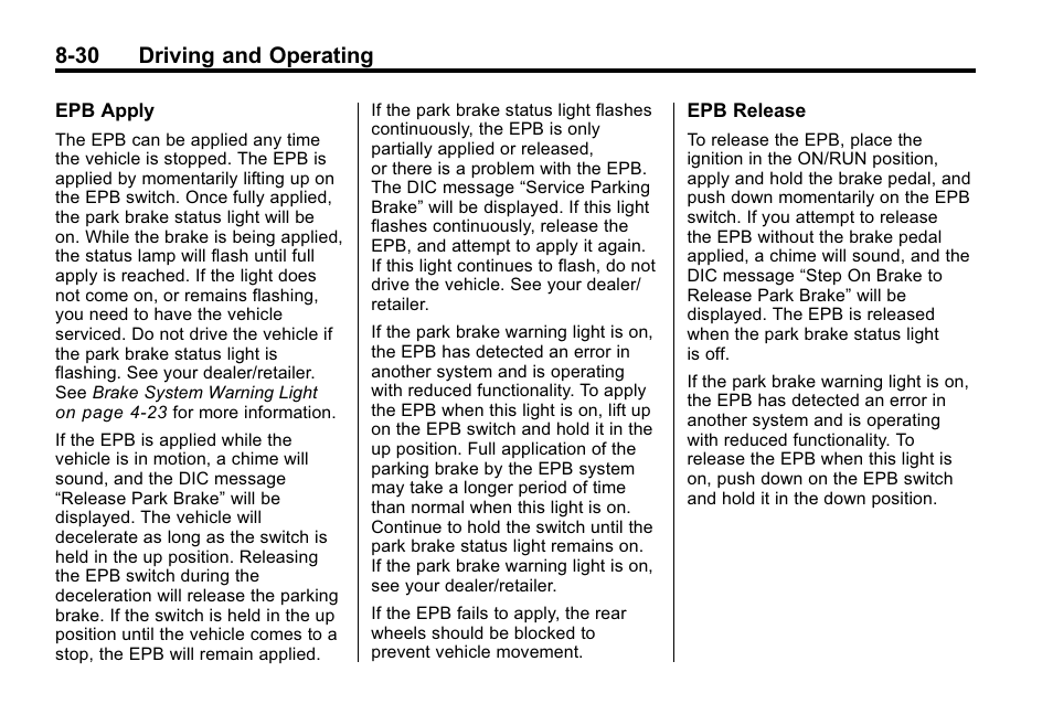 30 driving and operating | Cadillac 2010 SRX Crossover User Manual | Page 274 / 470