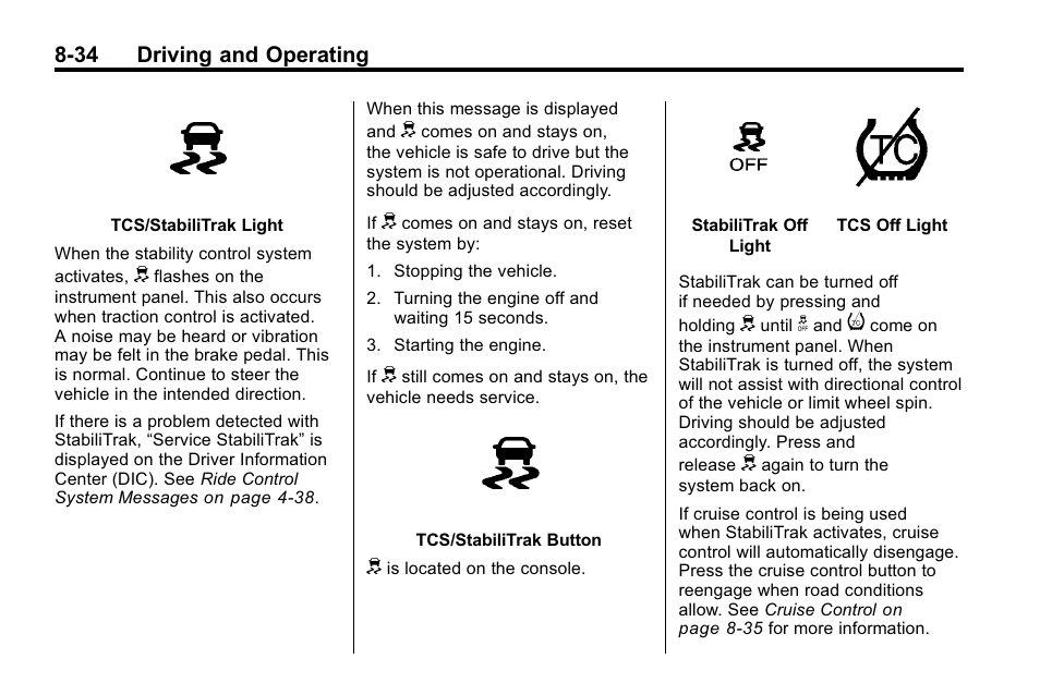 34 driving and operating | Cadillac 2010 SRX Crossover User Manual | Page 278 / 470