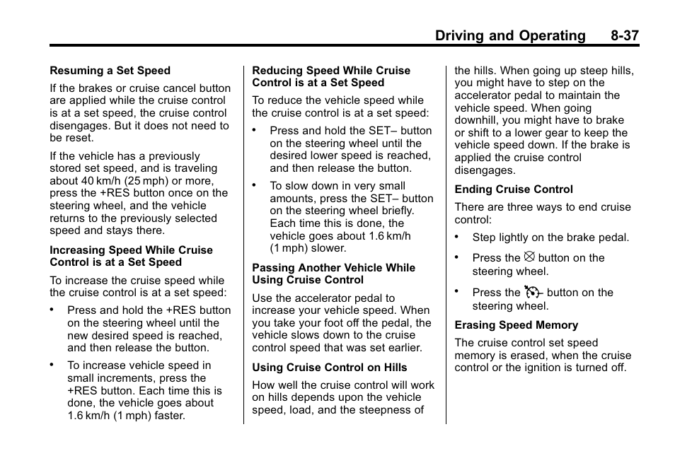 Driving and operating 8-37 | Cadillac 2010 SRX Crossover User Manual | Page 281 / 470