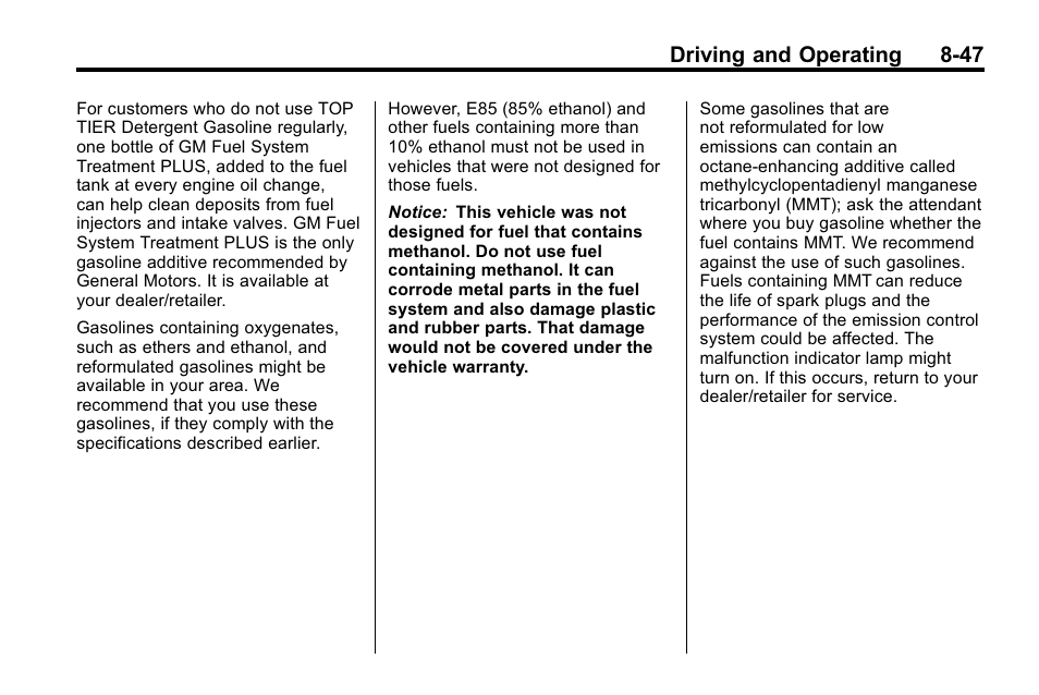 Driving and operating 8-47 | Cadillac 2010 SRX Crossover User Manual | Page 291 / 470