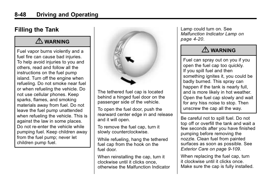 Filling the tank, Filling the tank -48 | Cadillac 2010 SRX Crossover User Manual | Page 292 / 470