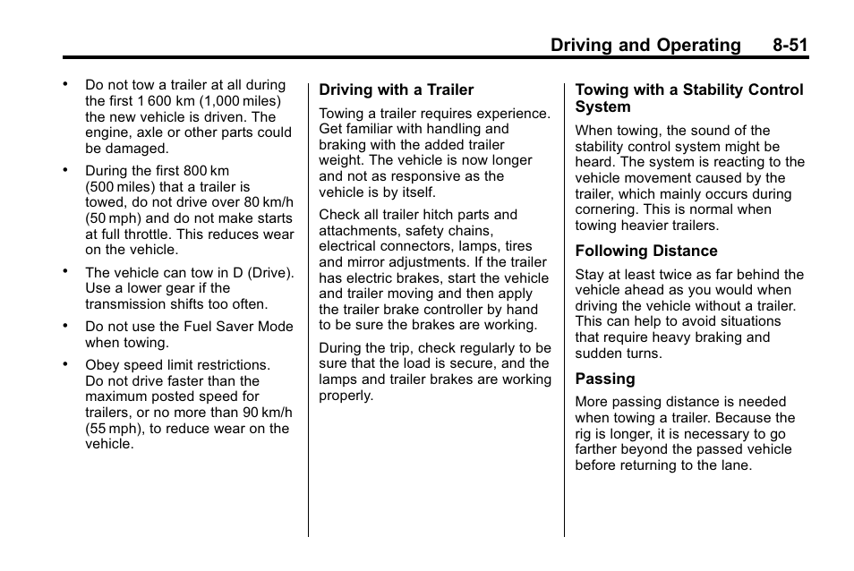 Driving and operating 8-51 | Cadillac 2010 SRX Crossover User Manual | Page 295 / 470