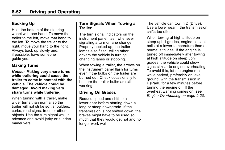52 driving and operating | Cadillac 2010 SRX Crossover User Manual | Page 296 / 470