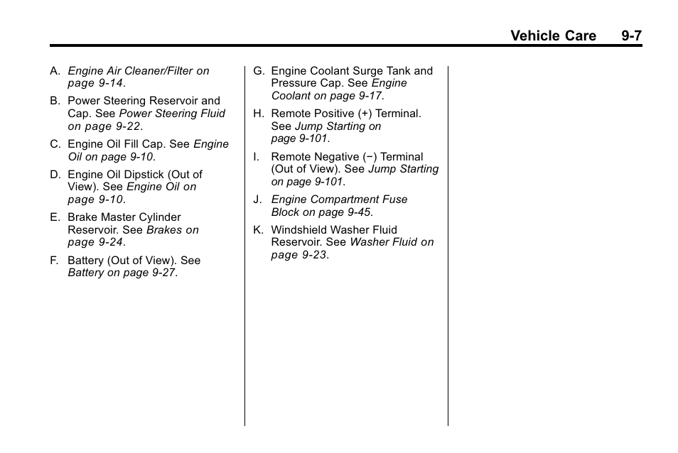 Vehicle care 9-7 | Cadillac 2010 SRX Crossover User Manual | Page 311 / 470