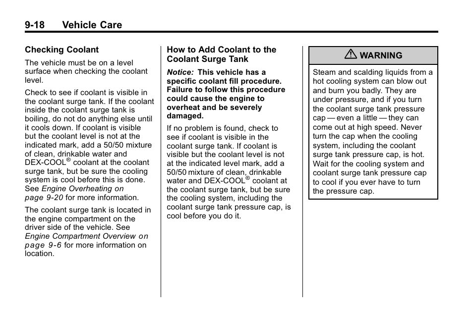 18 vehicle care | Cadillac 2010 SRX Crossover User Manual | Page 322 / 470