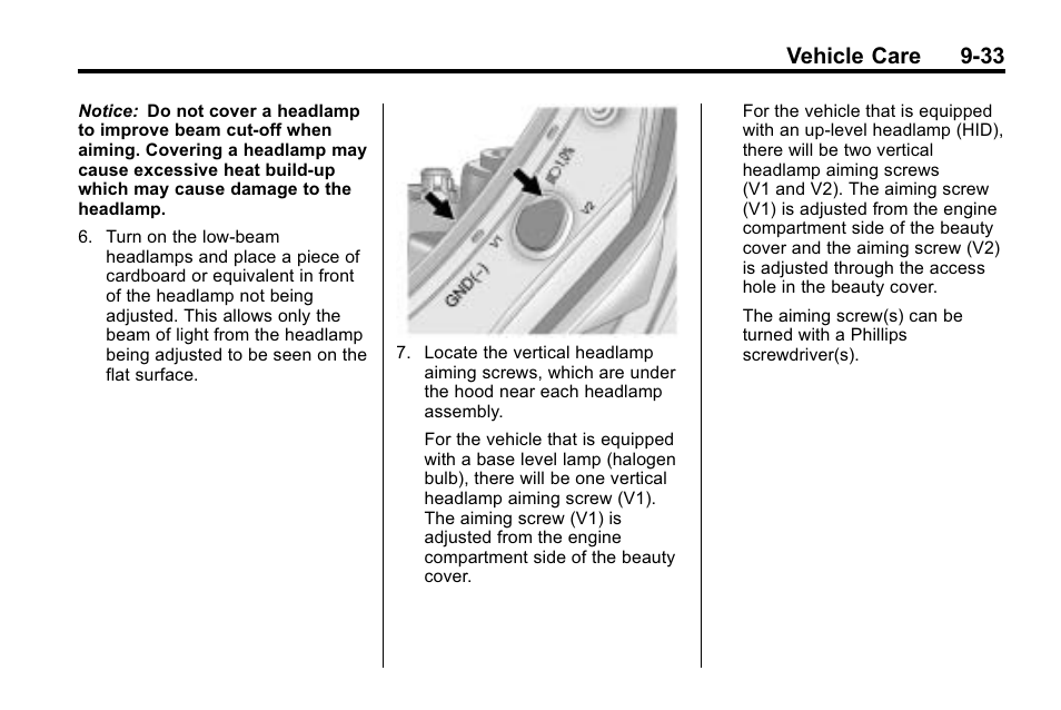 Vehicle care 9-33 | Cadillac 2010 SRX Crossover User Manual | Page 337 / 470