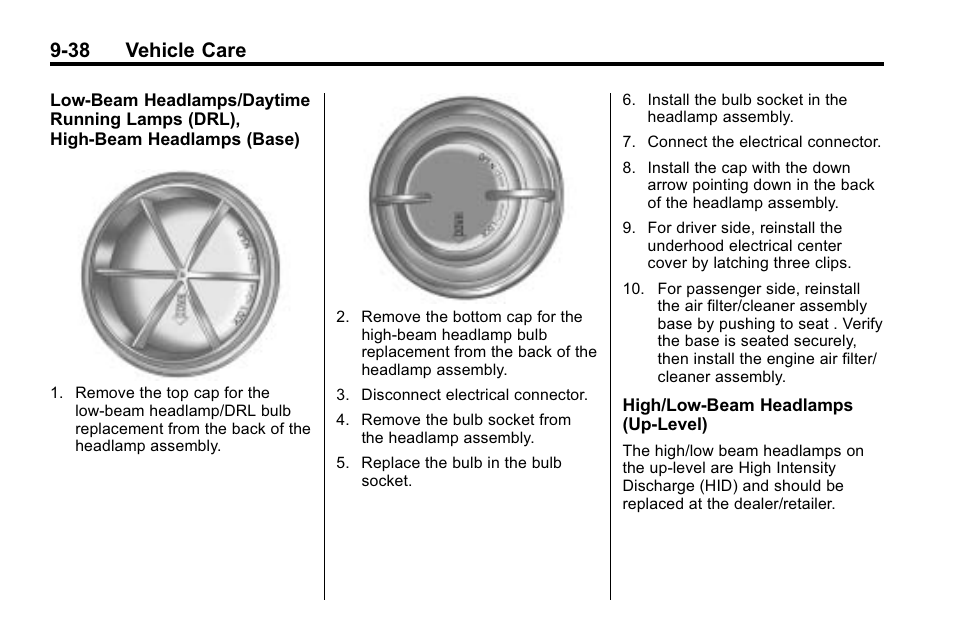 38 vehicle care | Cadillac 2010 SRX Crossover User Manual | Page 342 / 470