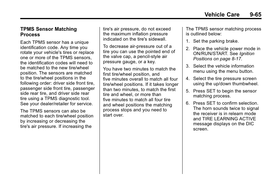 Vehicle care 9-65 | Cadillac 2010 SRX Crossover User Manual | Page 369 / 470