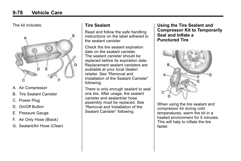 78 vehicle care | Cadillac 2010 SRX Crossover User Manual | Page 382 / 470