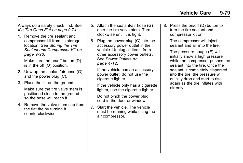 Vehicle care 9-79 | Cadillac 2010 SRX Crossover User Manual | Page 383 / 470