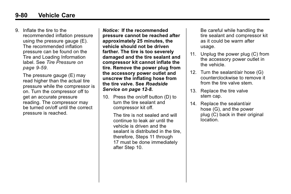 80 vehicle care | Cadillac 2010 SRX Crossover User Manual | Page 384 / 470