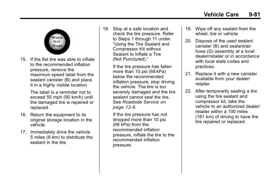 Vehicle care 9-81 | Cadillac 2010 SRX Crossover User Manual | Page 385 / 470