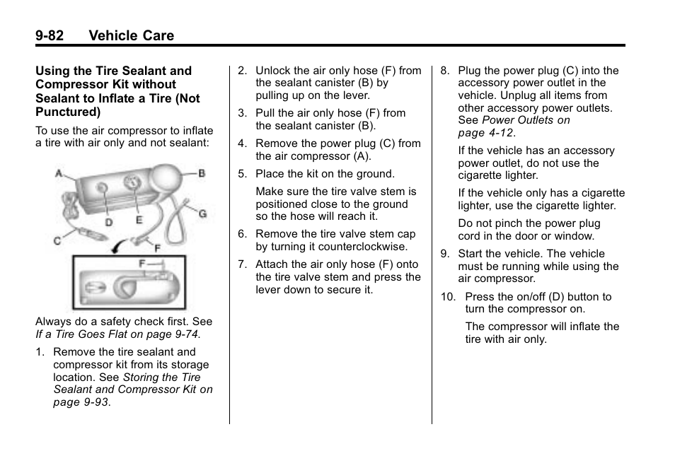 82 vehicle care | Cadillac 2010 SRX Crossover User Manual | Page 386 / 470